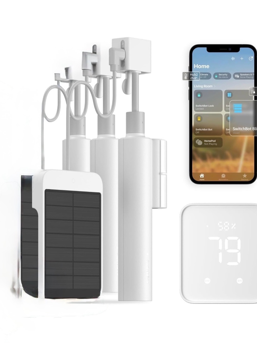 2 packs Smart Home Solar-Powered WiFi Curtain Motor - White